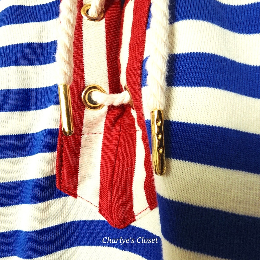 J.Crew Sammie Striped Lace Up Maxi Dress M Nautical Beachy Americana Casual - Picture 10 of 10